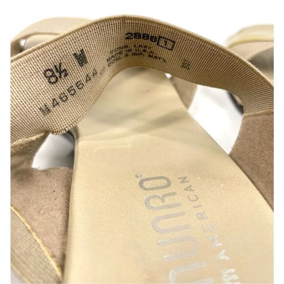 Munro Gold Beige Patent Criss Cross Slip On Stretch Sandals Block Women 8.5 - Picture 10 of 10